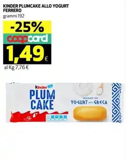 Coop Kinder plumcake allo yogurt FERRERO offerta