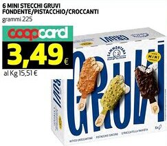 Coop 6 mini stecchi gruvi fondente/pistacchio/croccanti offerta
