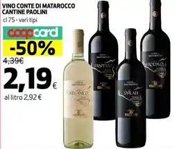 Coop Vino conte di matarocco CANTINE PAOLINI offerta
