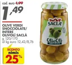 Italmark Olive verdi snocciolate/ intere olivoli SACLÀ offerta