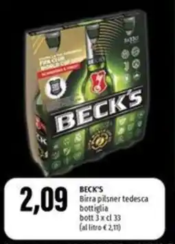 Emi Supermercati BECK'S Birra pilsner tedesca bottiglia offerta