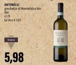 Emi Supermercati ANTONELLI grechetto di Montefalco bio doc offerta