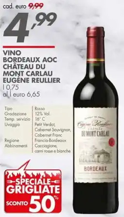 Italmark Vino bordeaux aoc château du mont carlau EUGÈNE REULLIER offerta