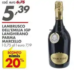 Italmark Lambrusco dell'emilia igp langhirano parma MARCELLO offerta
