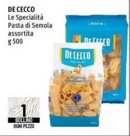 Emi Supermercati DE CECCO Le Specialità Pasta di Semola assortita offerta
