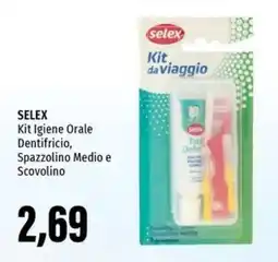Emi Supermercati SELEX Kit Igiene Orale Dentifricio, Spazzolino Medio e Scovolino offerta