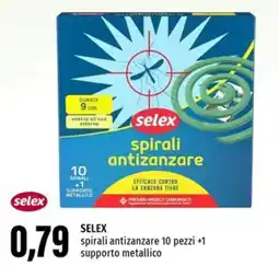 Emi Supermercati SELEX spirali antizanzare 10 pezzi +1 supporto metallico offerta