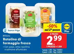 Lidl Milbona Rotolino di formaggio fresco offerta
