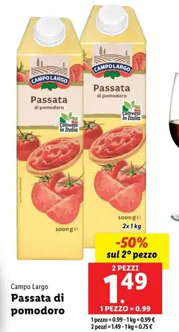 Lidl Campo Largo Passata di pomodoro offerta