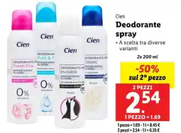 Lidl Cien Deodorante spray offerta