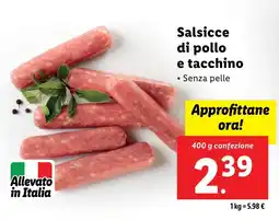 Lidl Salsicce di pollo e tacchino offerta