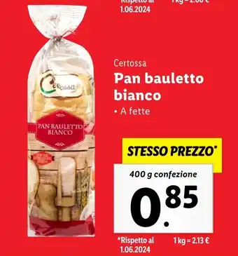 Lidl Certossa Pan bauletto bianco offerta