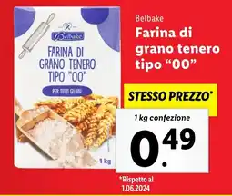 Lidl Belbake Farina di grano tenero tipo "00" offerta