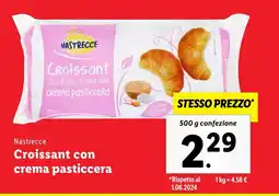 Lidl Nastrecce Croissant con crema pasticcera offerta