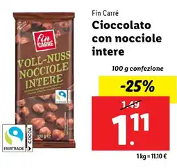 Lidl Fin Carré Cioccolato con nocciole intere offerta