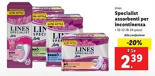 Lidl Lines Specialist assorbenti per incontinenza offerta