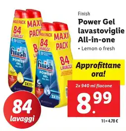 Lidl Finish Power Gel lavastoviglie All-in-one offerta
