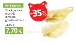 Coop Pet selection snack per cani, orecchie di manzo grandi essiccate offerta