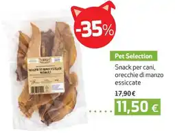 Coop Pet selection snack per cani, orecchie di manzo essiccate offerta