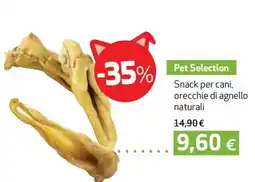 Coop Pet selection snack per cani, orecchie di agnello naturali offerta
