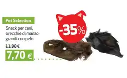 Coop Pet Selection Snack per cani, orecchie di manzo grandi con pelo offerta