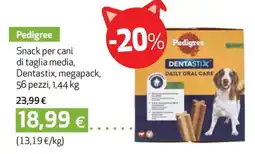 Coop Pedigree snack per cani di taglia media, dentastix, megapack offerta