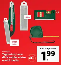 Lidl PARKSIDE Taglierino, lame di ricambio, metro o mini livella offerta