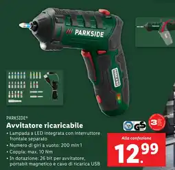 Lidl PARKSIDE Avvitatore ricaricabile offerta