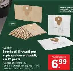 Lidl PARKSIDE Sacchetti filtranti per aspirapolvere-liquidi offerta