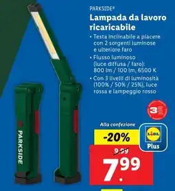 Lidl Lampada da lavoro ricaricabile offerta