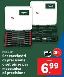 Lidl PARKSIDE Set cacciaviti di precisione o set pinze per meccanica di precisione offerta