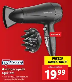 Lidl TERMOZETA Asciugacapelli agli ioni offerta