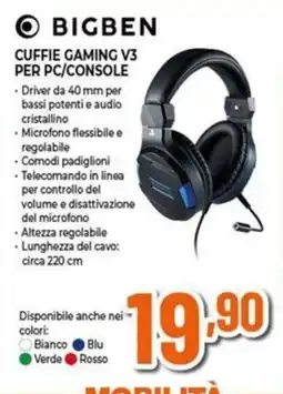 Expert Bigben cuffie gaming V3 per pc/console offerta