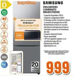 Expert Samsung frigorifero combinato RB53DG703DS9 offerta