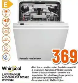 Expert Whirlpool lavastoviglie a scomparsa totale WIC3C26F offerta