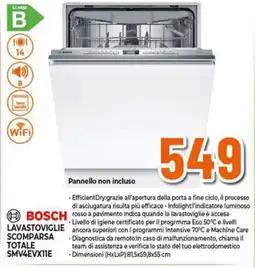 Expert Bosch lavastoviglie scomparsa totale SMV4EVX11E offerta
