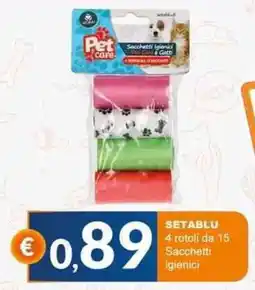 Mister Risparmio SETABLU 4 rotoli da 15 Sacchetti igienici offerta