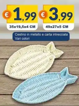 Mister Risparmio Cestino in metallo e carta intrecciata Vari colori offerta