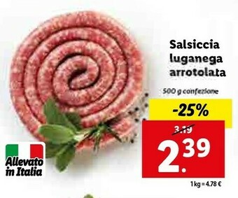 Lidl Salsiccia luganega arrotolata offerta