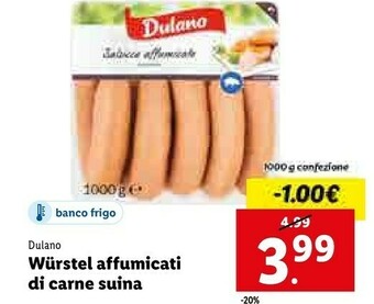 Lidl Wurstel affumicati di carne suina offerta