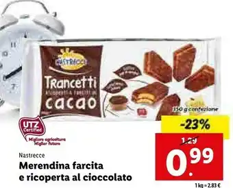 Lidl Merendina farcita e ricoperta al cioccolato offerta