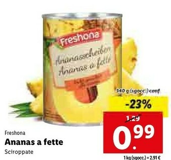 Lidl Ananas a fette offerta