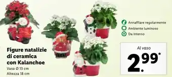 Lidl Figure natalizie di ceramica con kalanchoe vaso 13 cm altezza 18 cm offerta