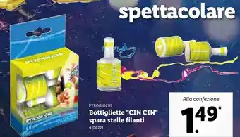 Pyrogiochi bottigliette cin spara stelle filanti 4 pezzi