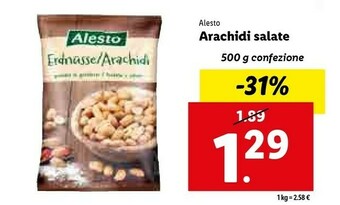 Lidl Arachidi in guscio tostate 500 g(ml) offerta