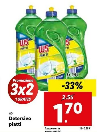 Lidl W5 detersivo piatti offerta