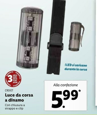 Lidl Crivit luce da corsa a dinamo offerta