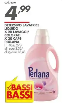 Italmark Detersivo lavatrice liquido x 28 lavaggi/ colorati x 20 caps PERLANA offerta