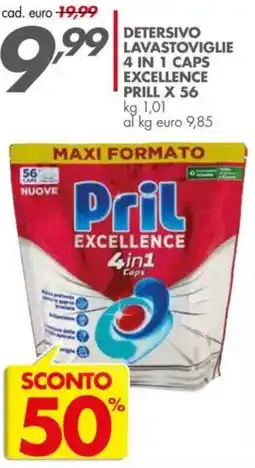 Italmark Detersivo lavastoviglie 4 in 1 caps excellence PRILL x 56 offerta
