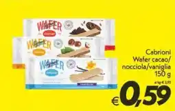 Iper Super Conveniente Cabrioni Wafer cacao/ nocciola/vaniglia offerta
